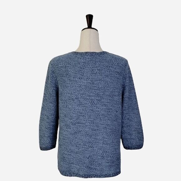 Christopher & Banks Marled Blue 3/4 Sleeve Crewneck Cardigan Sweater Size M - Picture 4 of 8